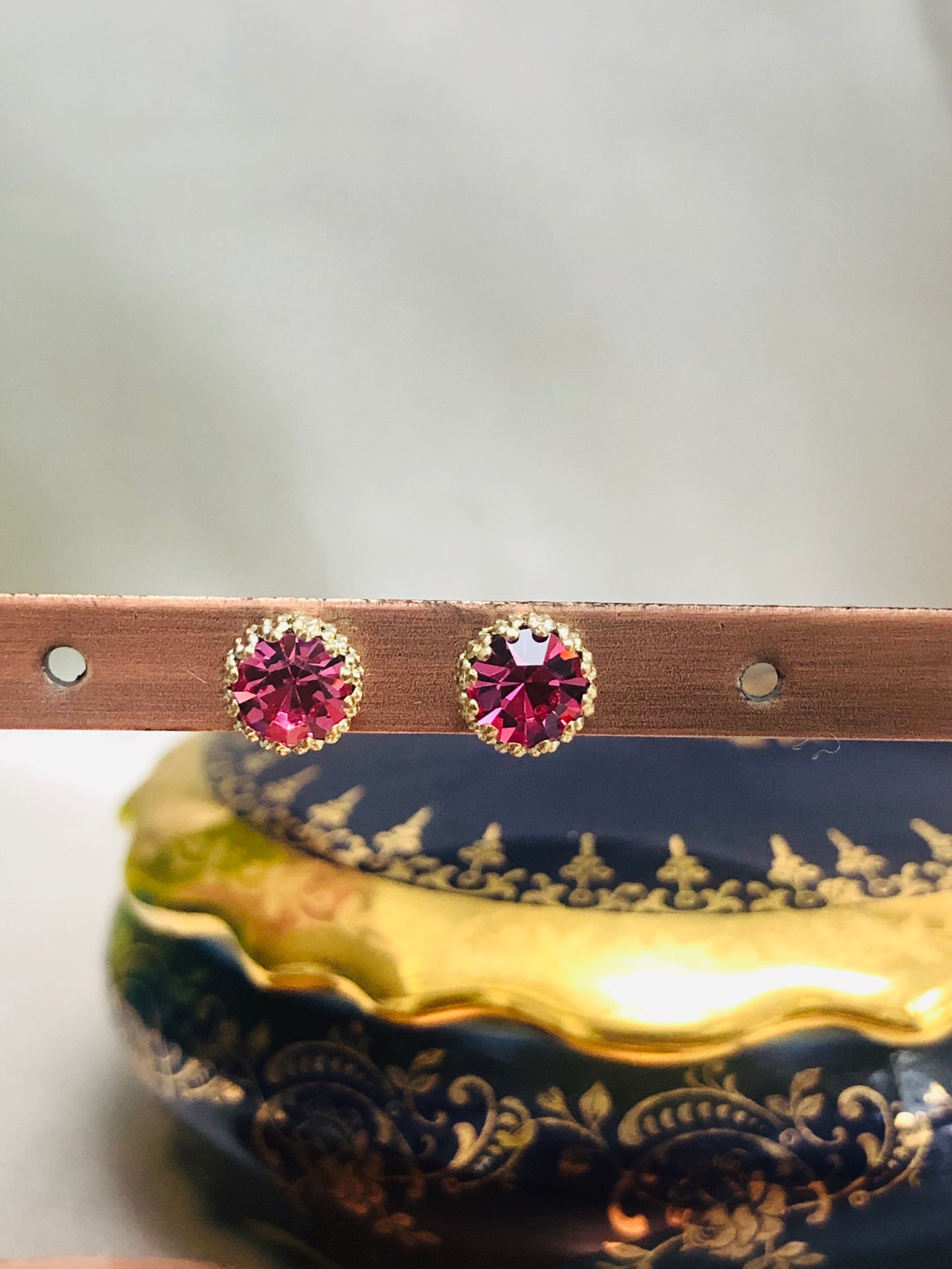 Diamond Studs in Pink or Blue
