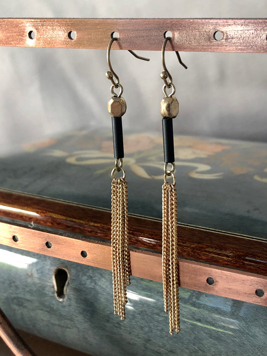 Long Golden Chain Earrings
