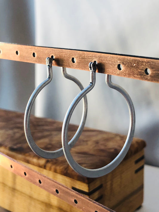 Flat Silver Hoops
