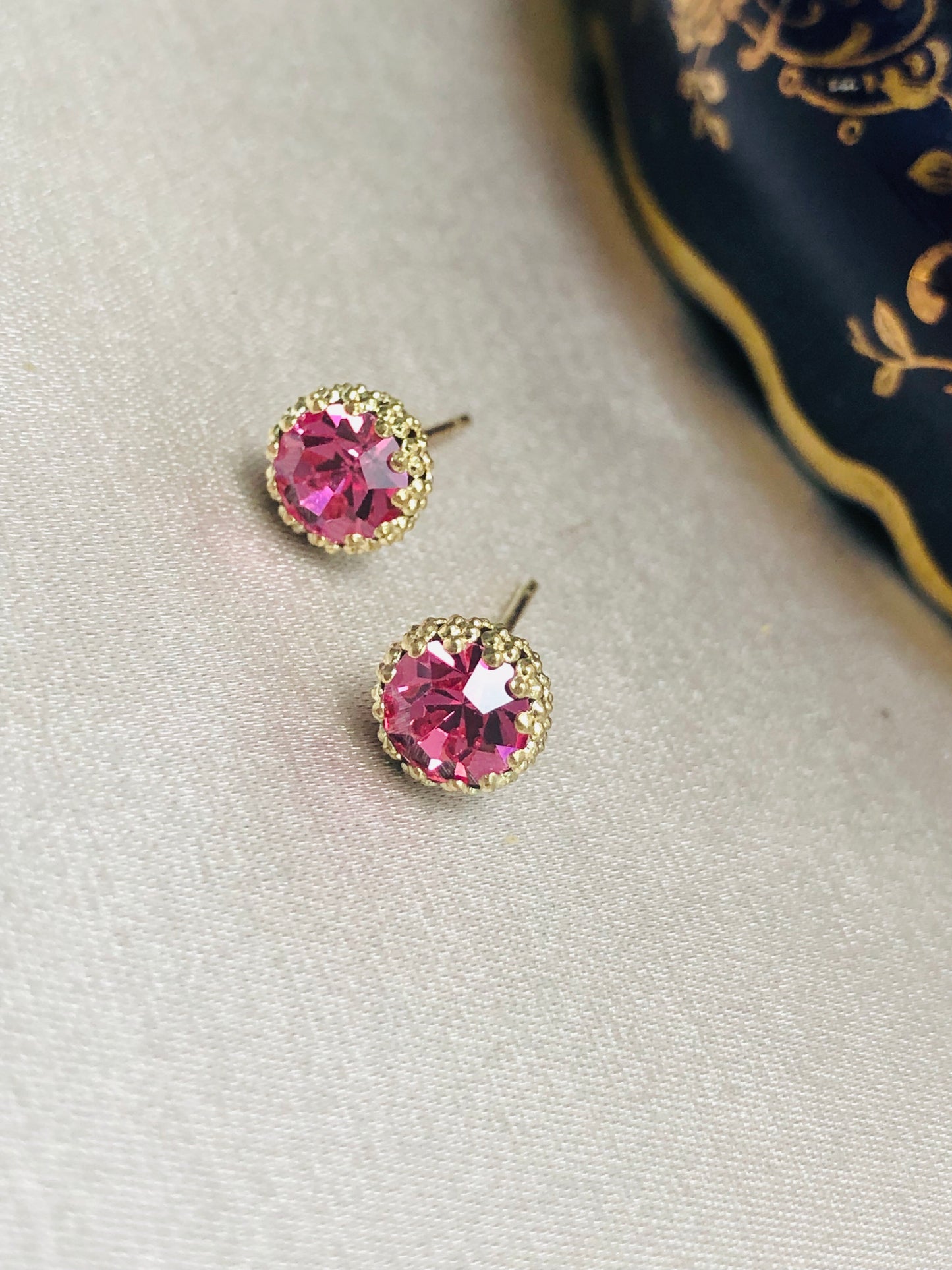 Diamond Studs in Pink or Blue