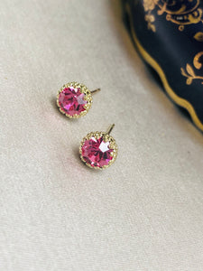 Diamond Studs in Pink or Blue