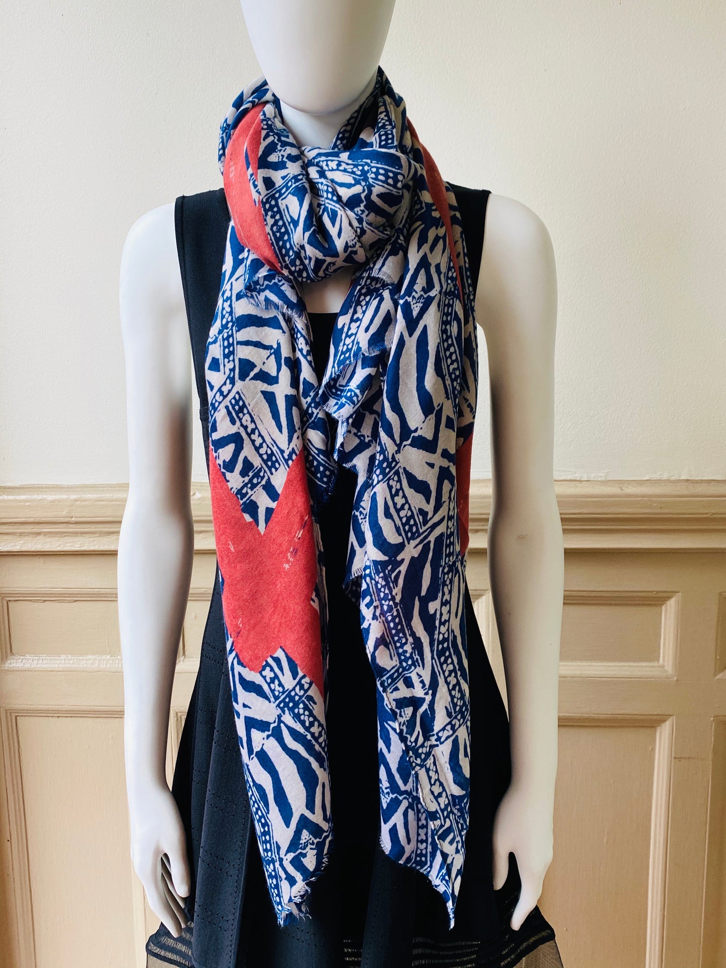 Blue Patterned Scarf