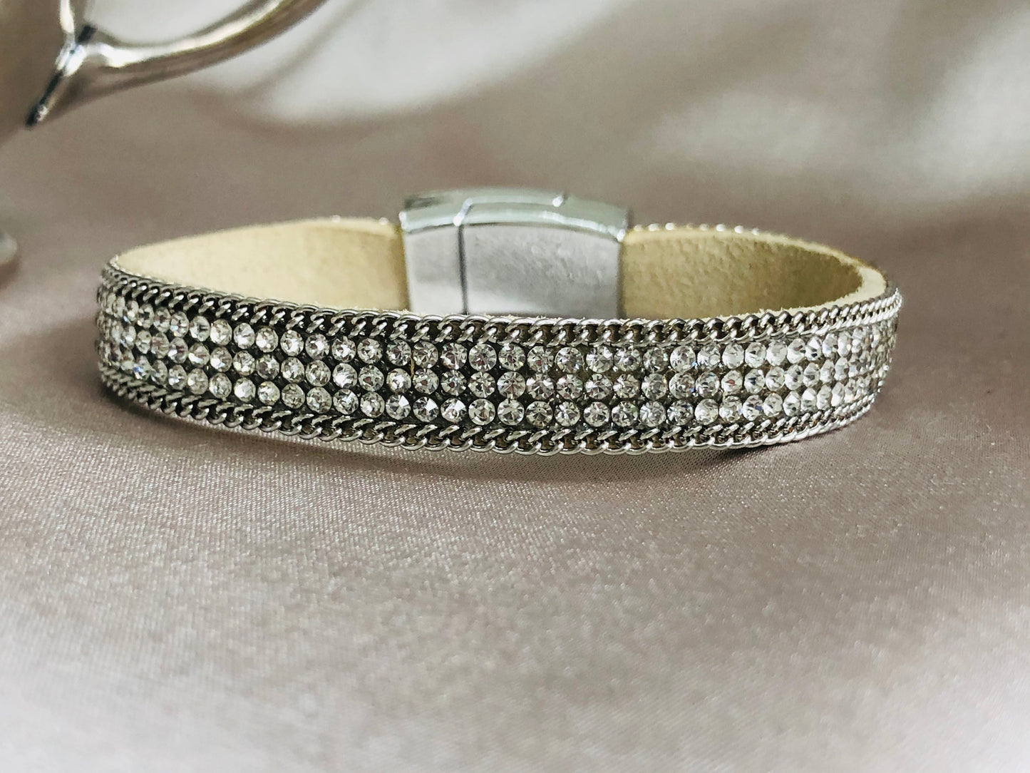 Cream Rhinestone Bracelet