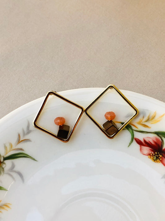 Framed Stone Earrings