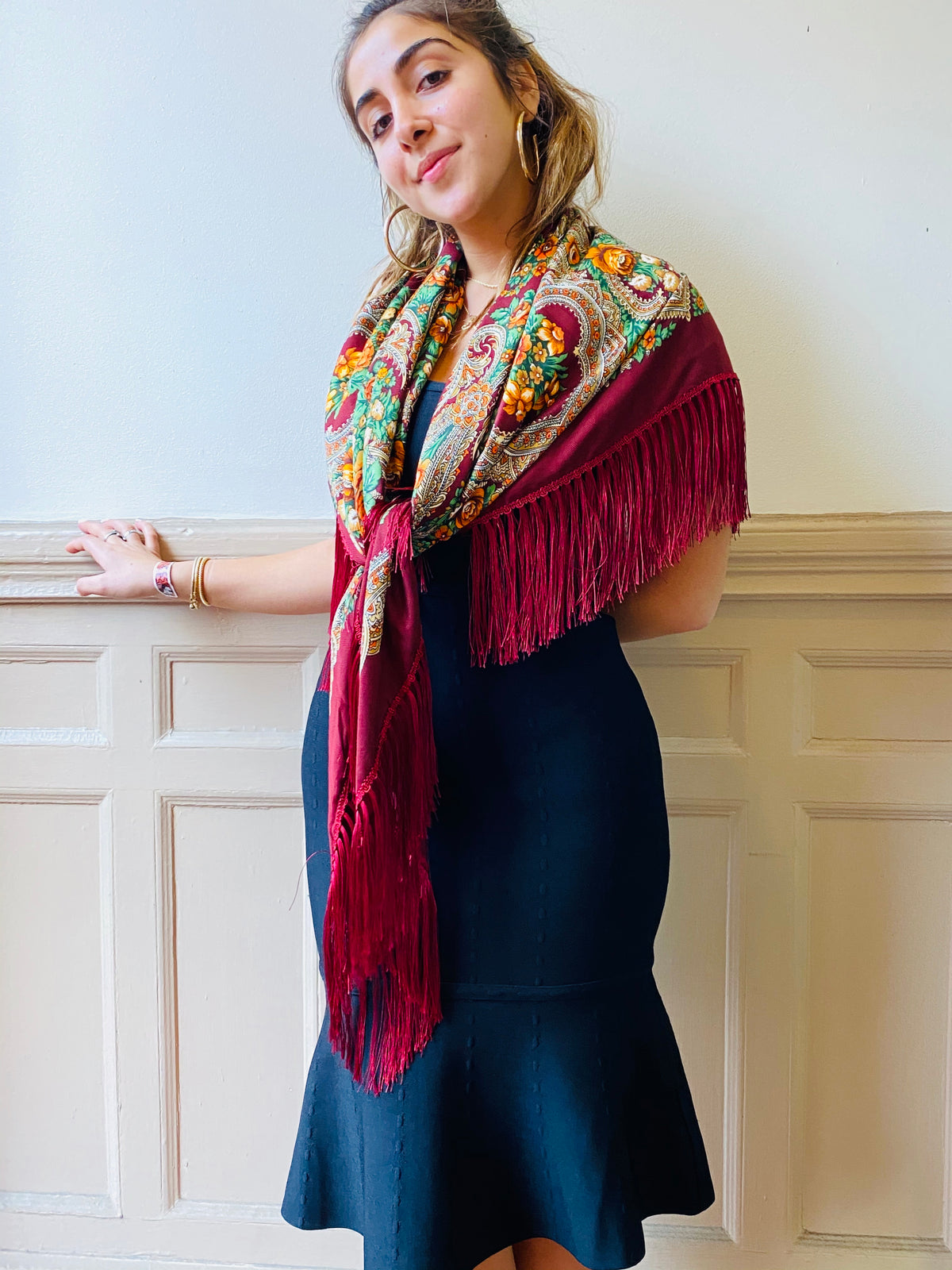 Fringed Holiday Scarf