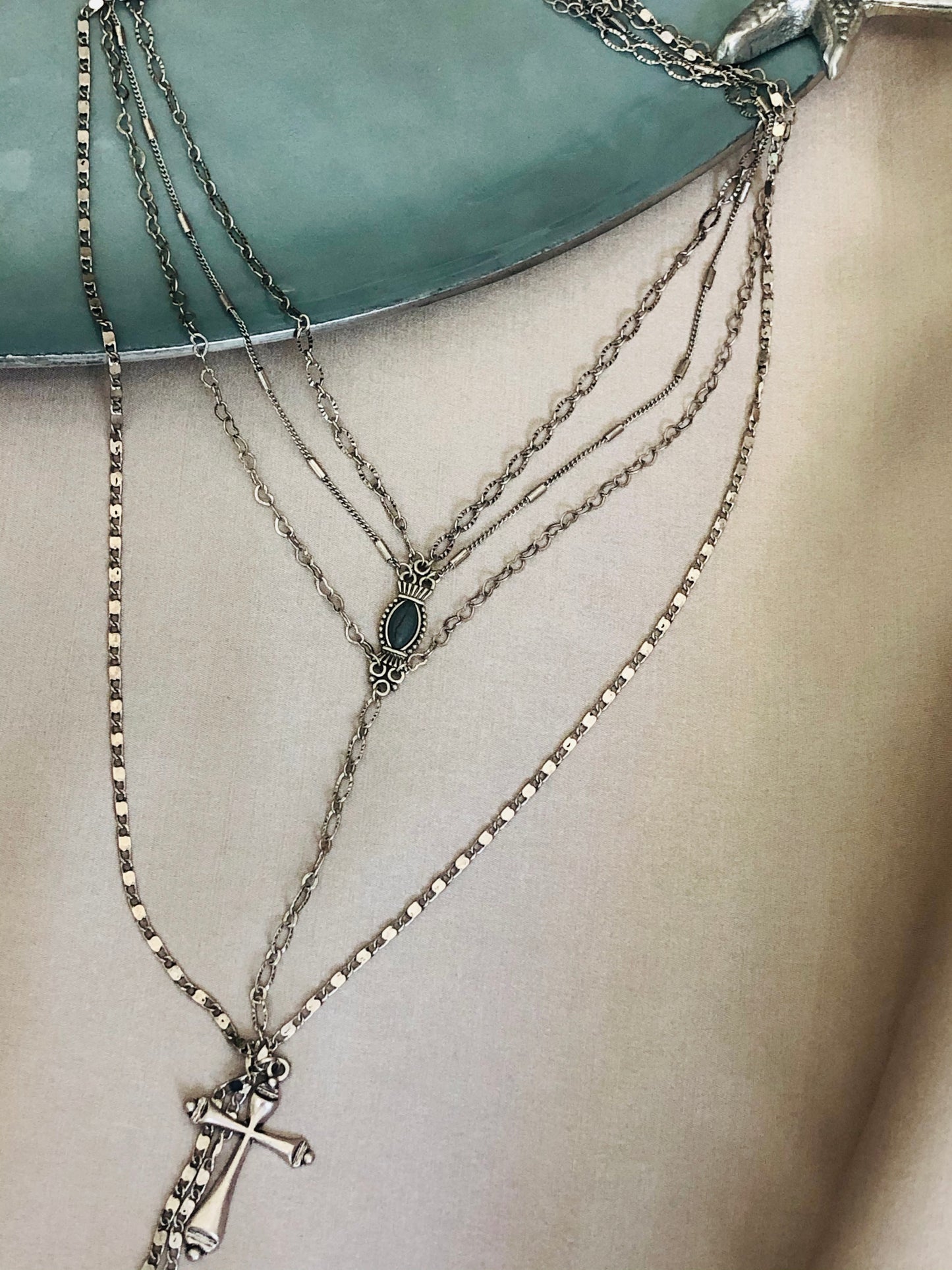 Stone and Cross Necklace