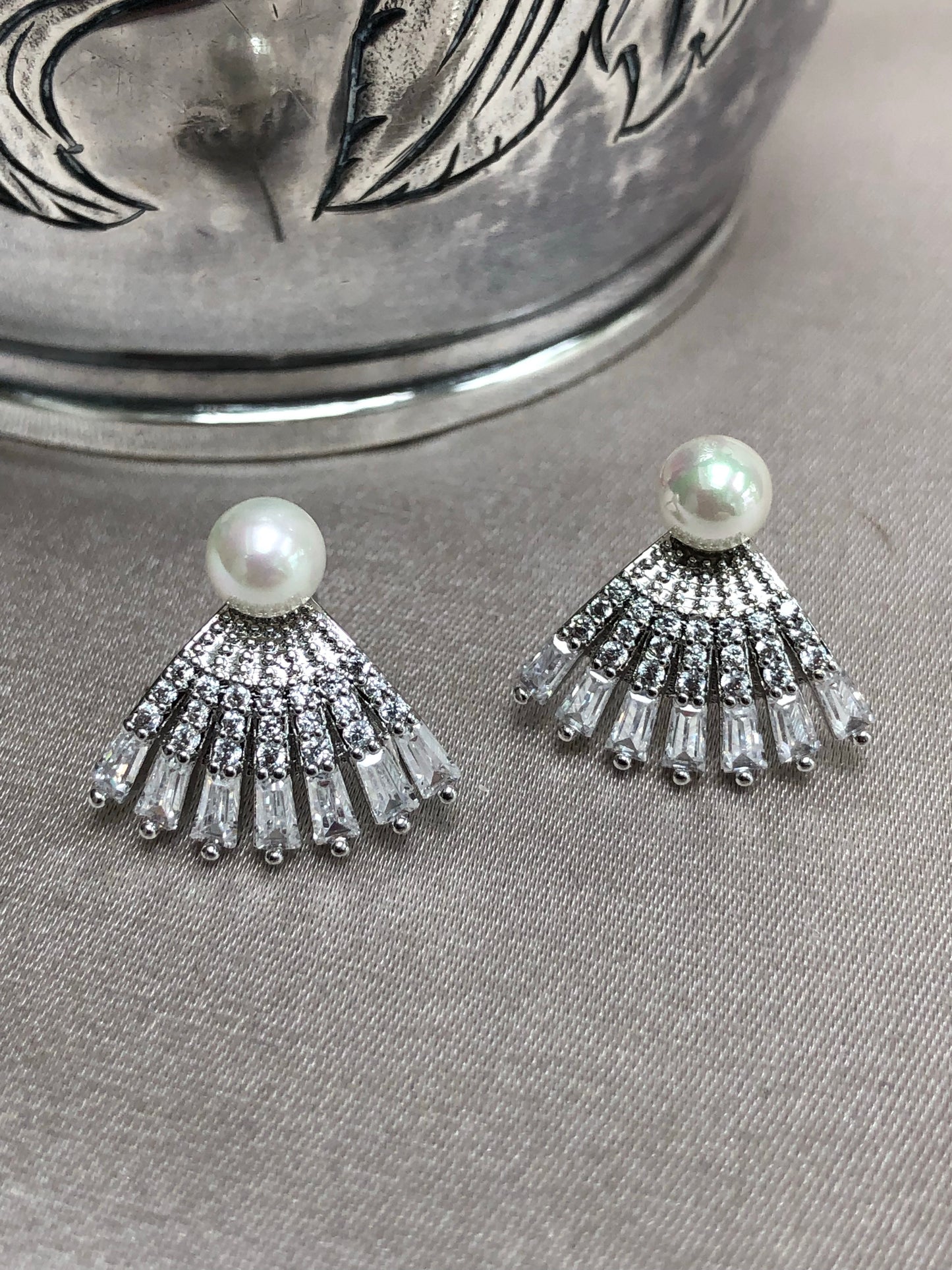 Diamond Fan Earrings