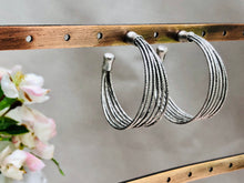 Load image into Gallery viewer, Six Strand Silver Hoops
